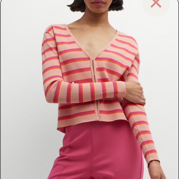 Grey/Ven x Revolve Gemma Ribbed Cardigan in Bayaderre Stripe - Picture 1 of 13